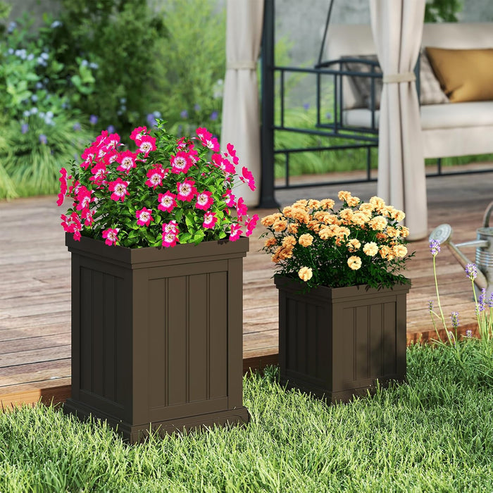 2 Vasi per Quadrati in Plastica 31,5/48 cm, Vasi per Fiori da Interno ed Esterno, con Fori di Drenaggio e Design Nesting, Vasi per Piante da Veranda, Giardino e Patio