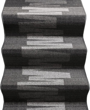 Passatoia Scala Bordata 67x800 cm Ingresso Corridoio Tappeto Cucina Gradini Zig Zag Grigio