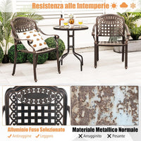Set di 2 Sedie da Esterno in Alluminio Pressofuso, Sedie da Pranzo Impilabili con Braccioli, Sedie da Esterno in Alluminio Pressofuso per Balcone, Cortile, Giardino (Bronzo)