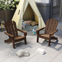 Sedia Adirondack per Bambini da Giardino, Sedie Ergonomica in HDPE con Schienale Inclinato e Braccioli, Poltrona per Interno ed Esterno, per Bambini 3 a 8 Anni, 52 x 53,5 x 64 cm (Marrone)