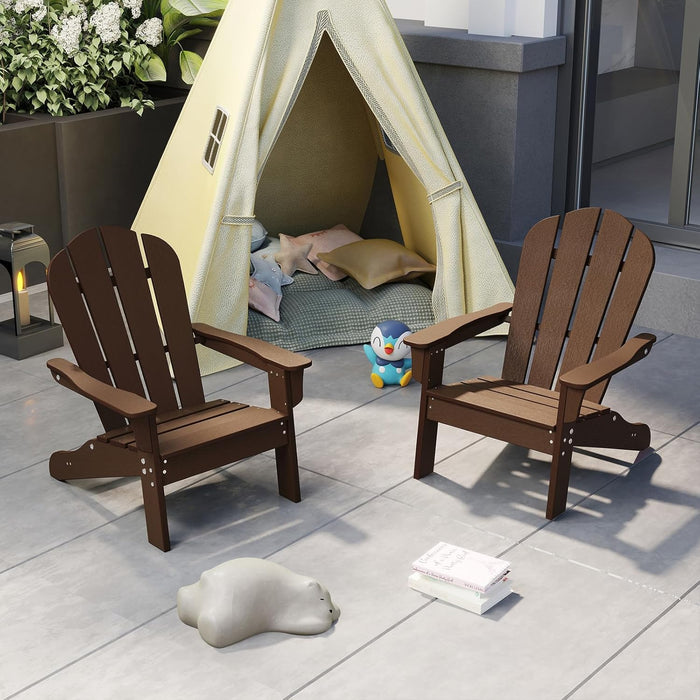 Sedia Adirondack per Bambini da Giardino, Sedie Ergonomica in HDPE con Schienale Inclinato e Braccioli, Poltrona per Interno ed Esterno, per Bambini 3 a 8 Anni, 52 x 53,5 x 64 cm (Marrone)