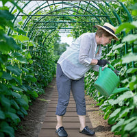 Percorso Giardino 242 cm, Passerella Dritta da Esterno con Connessione a Filo Metallico, Superficie Antiscivolo, Sentiero da Giardino Resistente alle Intemperie per Corti, Grigia