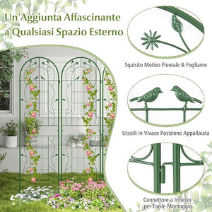 Grigliati per Rampicanti, Set da 2 Supporti Rampicanti 180 x 50 cm in Metallo, Griglie per Tralicci per Piante Tralicci a Incastro,Decorazione Esterna per Giardino, Cortile, Patio (Verde)