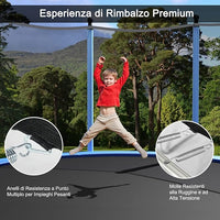 Tappeto Elastico per Bambini 244/305/366/427cm Certificato GS, Trampolino Elastico da Interno ed Esterno con Rete, Tubi Galvanizzati Antiruggine e Scala