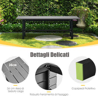 Panchina da Esterno con Sedile HDPE, Panca da Giardino con Telaio in Metallo Verniciato a Polvere, Panchina da Giardino, Parco e Balcone, Portata 300 kg, 120 x 36 x 40,5 cm (Grigio)