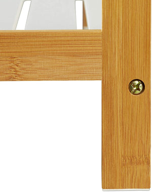 Scarpiera con vani portaoggetti 2 livelli bambù e MDF bianco 70 cm 13_0001024