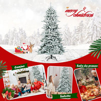 Albero di Natale Innevato 210 cm, Albero di Natale con 1108 Rami Densi, Pigne Bianche e Base in Ferro, Albero di Natale Artificiale e Realistico per Casa, Negozio e Ufficio