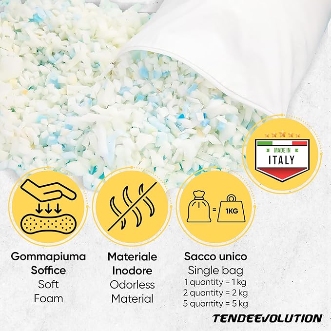 Imbottitura Trucioli Poliuretano al kg | Per Cuscini, Divani, Poltrone, Fai-da-te | Waterfoam, Ovatta, Resistente & Confortevole