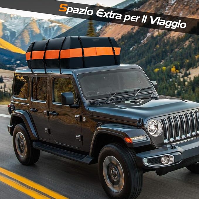 Borsa da Tetto per Auto, 600L PVC Box da Tetto Auto Universale Impermeabile, Sacca da Tetto di Vettura con Tappetino Antiscivolo, 10 Cinghie Rinforzate e 6 Ganci Porta (Modello 3)