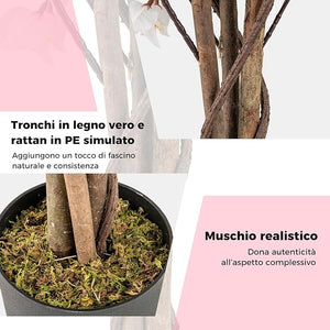 Albero Artificiale di Bougainvillea 120 cm, Pianta Finta in Vaso con 360 Fiori e 40 Foglie, Pianta Decorativa per Casa, Ufficio e Negozio (Rosa,2)