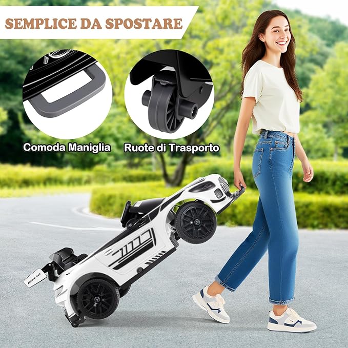 Macchina Elettrica per Bambini, Mercedes Auto Cavalcabile con Telecomando 3 Velocità Luci LED Musica e Connessione Senza Fili, Partenza Morbida, 4,5 Km/h, 3+ Anni (Bianco)