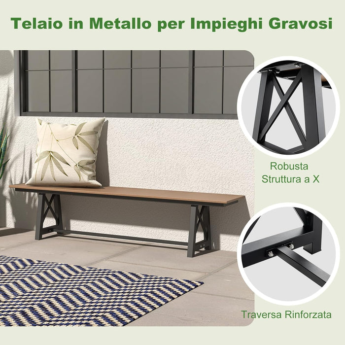 Panchina da Esterno in HDPE, Panca da Giardino Resistente alle Intemperie con Struttura Metallica, Panchina da Giardino, Cortile, Patio e Parco, Capacit¨¤ di 500 KG