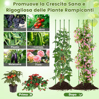2 Tralicci per Pomodori 145 cm, Obelisco per Piante Rampicanti in Metallo Rivestito in PE, Trellis da Giardino per Verdure, Viti, Fiori e Piante