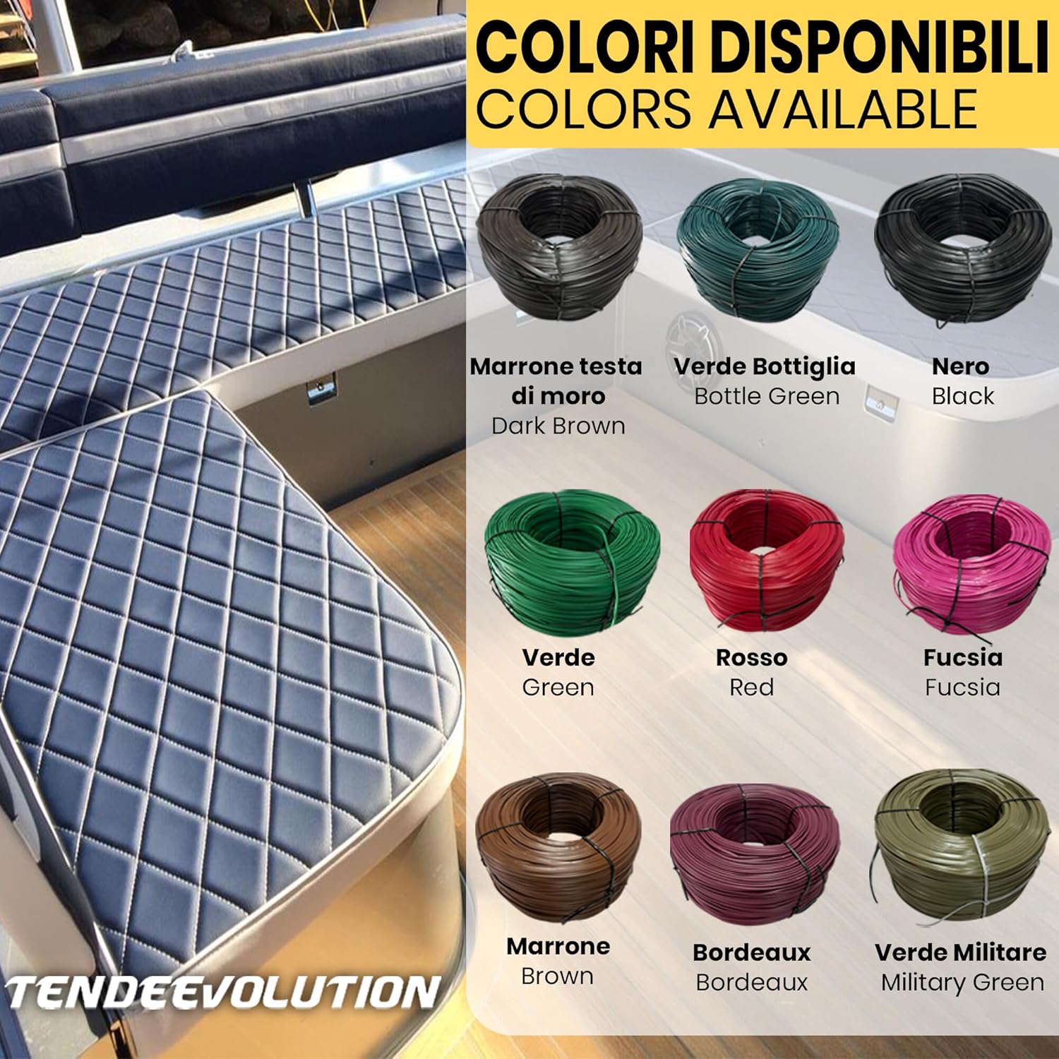 Bordino PVC Blu per Cuscineria Nautica - UV Resistant - 5MT - Perfetto per Imbarcazioni & Giardino