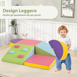 Set di 6 Blocchi di Schiuma per Arrampicata per Bambini, Blocchi in Schiuma per Arrampicarsi e Strisciare, Costruzione Mattoncini Morbidi per Bambini 12+ Mesi (Colorato)