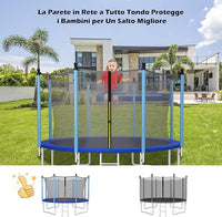 Rete di Sicurezza Sostitutiva per Trampolino da Esterno con Diametro 427 cm, con Doppia Cerniera e Fibbie Protettive