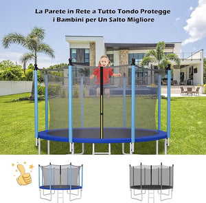 Rete di Sicurezza Sostitutiva per Trampolino da Esterno con Diametro 427 cm, con Doppia Cerniera e Fibbie Protettive