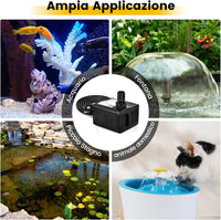 Pompa Sommergibile da 900L/H (22W)/1450L/H (30W), Pompa per Fontane con Sollevamento di 2,2/2,5 Metri, Cavo di Alimentazione da 1,83 Metri e 3 Ugelli per Acquari Idroponica Laghetto (1450L/H)