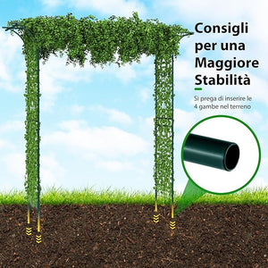 Arco da Giardino 205 CM, Pergolato per Piante Rampicanti, Pergola Decorativo di Metallo per Cerimonie, Feste, Cortile e Prato (Verde)