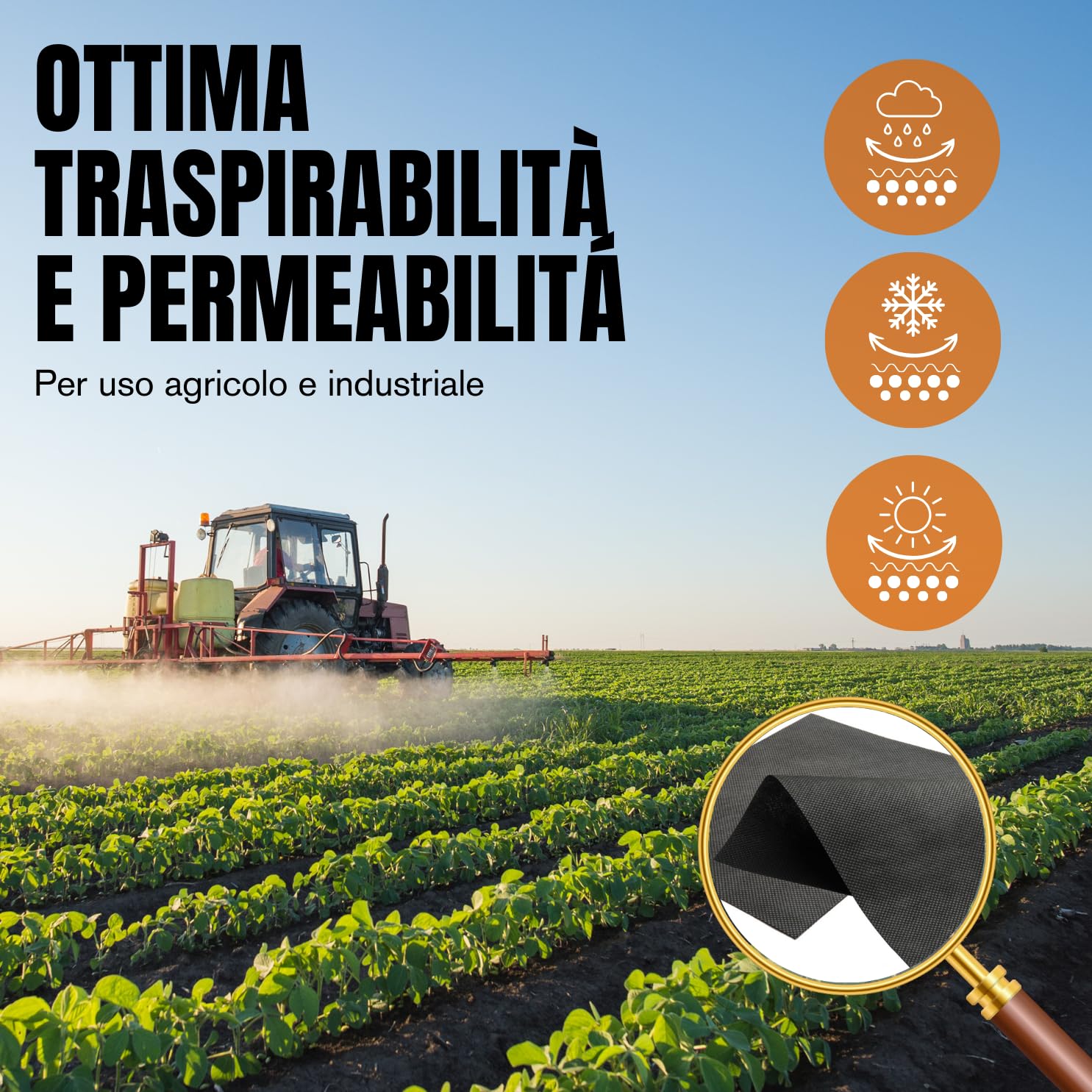 Telo Pacciamatura Orto Tessuto Non Tessuto Anti Erbacce 160 mq, Telo per Pacciamatura Orto Giardinaggio H 100 cm
