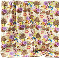 Telo Arredo Copritutto 170x280 cm Letto Poltrona Copridivano Cotone Cuoricini Fiori e Farfalle Beige