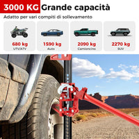 Cric per Auto a Cremagliera, Capacità di Sollevamento di 3000 kg, Cric di Sollevamento Pesante per Auto, Camion, Jeep, Quad, UTV e SUV