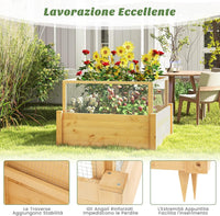 Fioriere Rialzate con Recinto Anti-Animali e Griglia di Coltivazione, Letto da Giardino Rialzato per Coltivazione di Fiori, Verdure, Frutta ed Erbe, 107 x 107 x 70cm