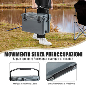 Frigorifero Portatile da 21 Litri, Frigorifero da Campeggio con Portabicchieri Integrati, Regolo e Apribottiglie, Freddo Fino 5-7 Giorni, per Barbecue, Campeggio, Picnic, Pesca