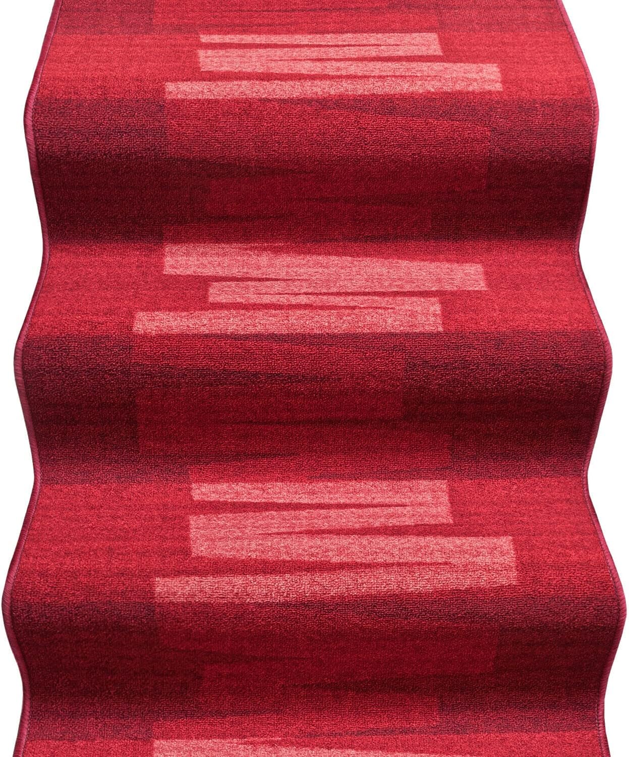 Passatoia Scala Bordata 67x600 cm Ingresso Corridoio Tappeto Cucina Gradini Zig Zag Bordeaux