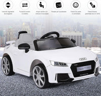 Audi 12V Auto Elettrica per Bambini, Macchina Elettrica con Velocità 2,5-5 km/ora, con Telecomando USB MP3 Luci LED (Bianco)