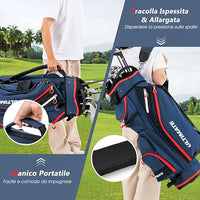 Borsa da Golf Leggera e di Grande Capacità, Sacca da Golf con 14 Divisori, 8 Tasche, Cappuccio Antipioggia, Tracolla, Borsa Termica per Bevande, Ideale per Uomini e Donne (Blu)