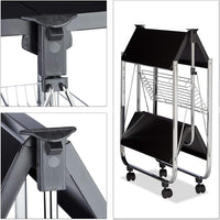 Carrello su ruote carrello da cucina pieghevole 2 livelli metallo nero 13_0000890_2