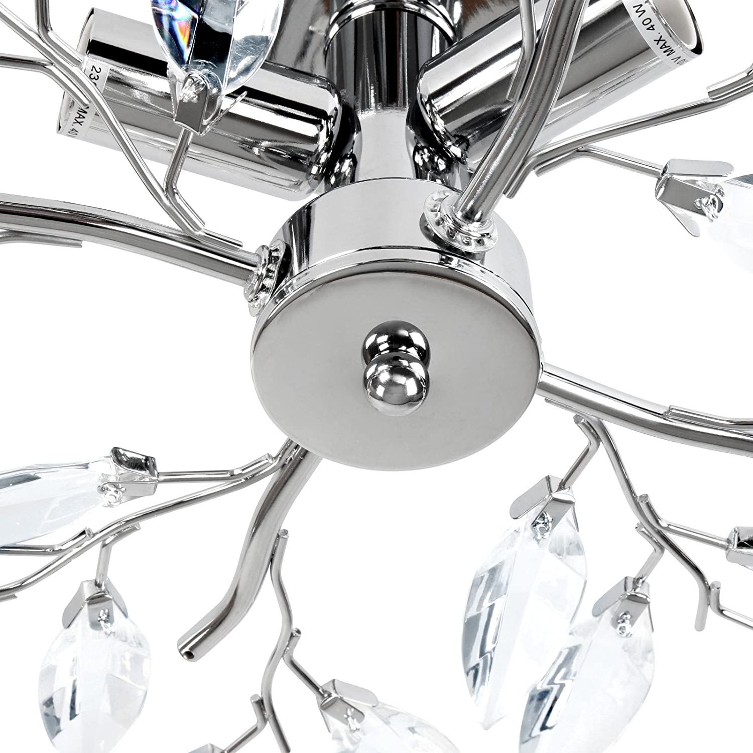 Plafoniera 3 lampadine da max 40 watt e14 design foglie acriliche lampadario lampada da soffitto apparecchio di illuminazione per soggiorno camera da letto trasparente 01_0000116