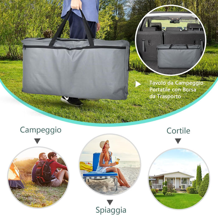 Cucina Portatile Cucina per Esterno Tavolo da Campeggio Pieghevole, Tavolo per Griglia in Alluminio, con Contenitori, per Festa Griglia e Campeggio (Grigio)