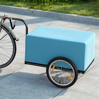 Carrello Cargo per Bicicletta Pieghevole, Rimorchio per Bici con Copertura in Tessuto Oxford e Ruote Pneumatiche con Relfettori, Carrello per Bici con Portata di 55 kg, 145,5 x 61 x 58 cm