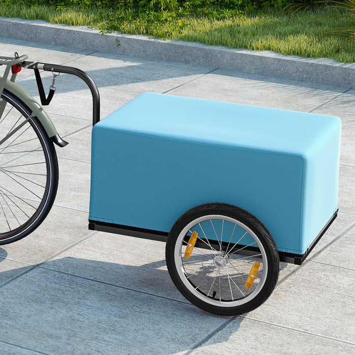 Carrello Cargo per Bicicletta Pieghevole, Rimorchio per Bici con Copertura in Tessuto Oxford e Ruote Pneumatiche con Relfettori, Carrello per Bici con Portata di 55 kg, 145,5 x 61 x 58 cm