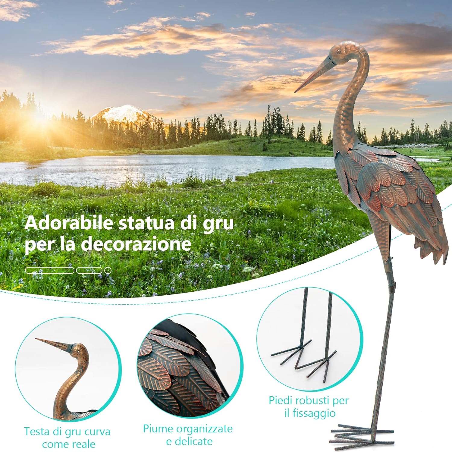 Statue da Giardino in Metallo, Set di 2 Sculture da Esterno ed Interno, Ideale per Casa, Patio, Prato e Cortile (Modello 2)