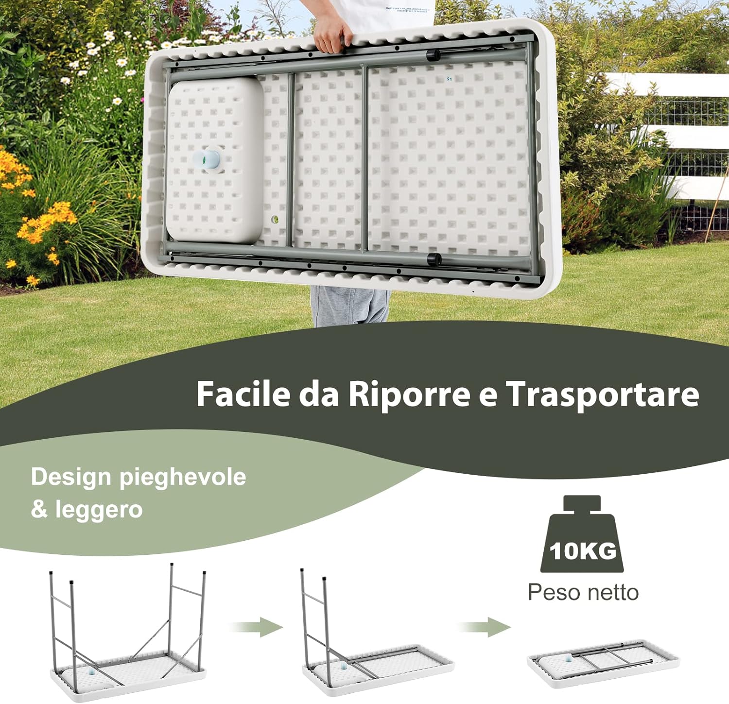 Tavolo da Campeggio Portatile, Tavolo Pieghevole con Lavandino, Rubinetto, Tubo di Scarico, Tavolo da Esterno, Ideale per Picnic e Campeggio, 115 x 59 x 93,5 cm, Portata 150 kg