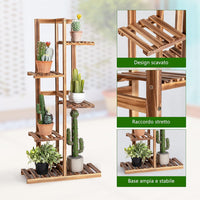 Scaffale per Piante da Interno ed Esterno, Porta Fiori di Legno a 5/6 Livelli, Porta Vasi per Giardino, Balcone e Soggiorno (5 livelli)