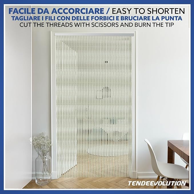 Tenda Antimosche in Cordoncino Giallo | Largh. 1,20m x Alt. 2,40m | Protezione Insetti, Porta, Esterno, Interno