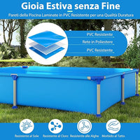 Piscina Fuori Terra, Piscina Pieghevole e Rettangolare da Esterno per Bambini 3+ Anni con Struttura Metallica, Pareti in PVC Robusto, per Cortile, 228 x 159 x 42 cm