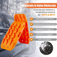 Tappetino di Trazione 2 Pezzi, Carico 10T, Piastre di Trazione per SUV Camper Auto Camion, Tavola di Recupero per Piste Offroad, per Sabbia, Neve, Fango (Arancione, 58 x 31 x 6 cm)