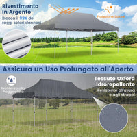 Gazebo Pieghevole da Giardino 3 x 6m, Gazebo Pop-up con Borsa da Trasporto, Regolabile in Altezza, per Feste (Grigio)