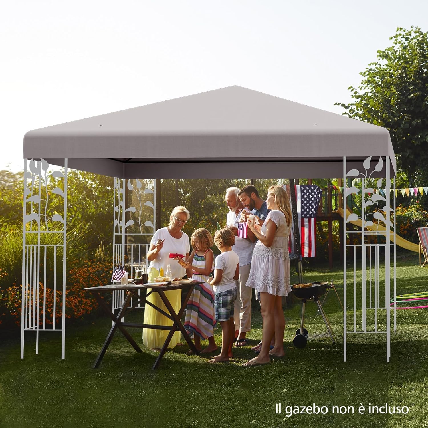 Copertura per Gazebo, Tetto Ricambio per Gazebo, Tetto del Padiglione 3x3 m (Grigio)