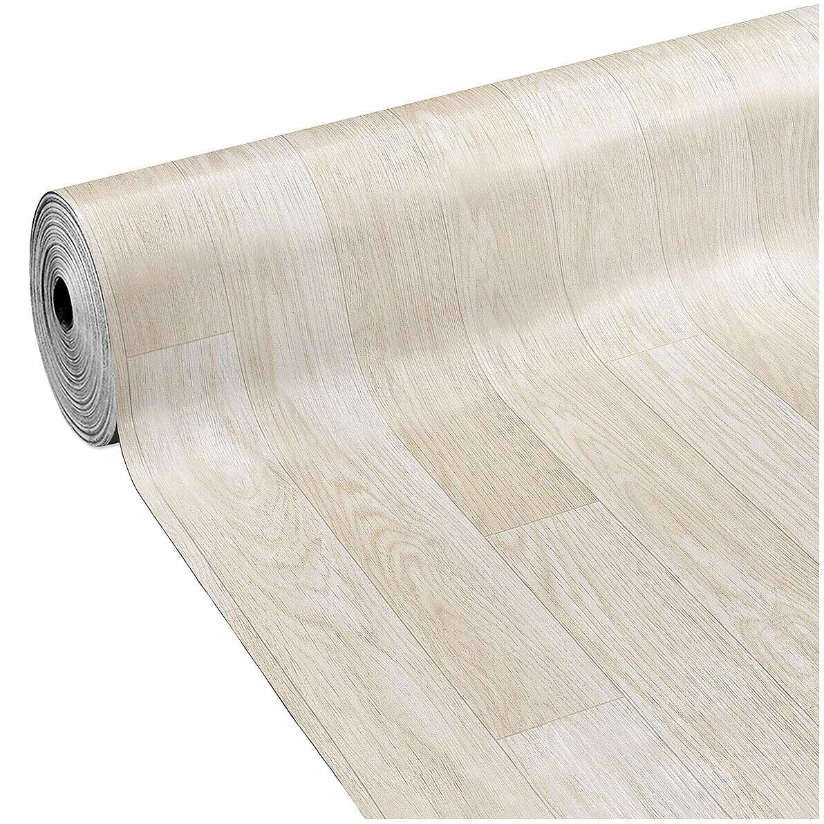 Pavimento Pvc Rivestimento Rotolo Vinile 100x850 cm Design Legno Chiaro Beige Bianco Dis_C