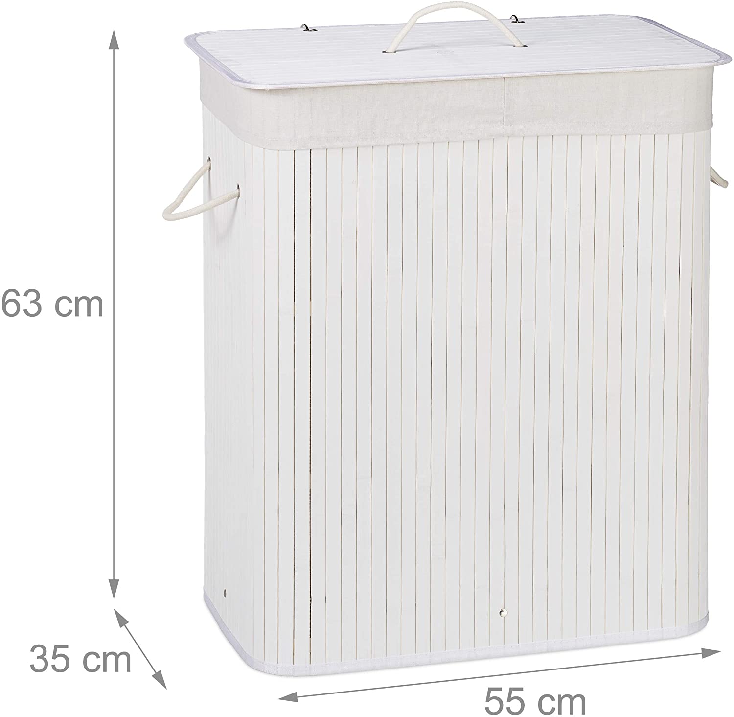 Cesto portabiancheria cesto 2 scomparti con sacco 95 litri bambù bianco 13_0001904_2