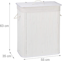 Cesto portabiancheria cesto 2 scomparti con sacco 95 litri bambù bianco 13_0001904_2