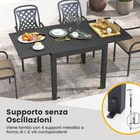 Tavolo da Pranzo Espandibile da Giardino, Tavolo Alluminio Estendibile 80/160 cm, Piano Tavolo a Doghe, Tavolo Quadrato Rettangolare per Cortile, Portata 160 kg, 80/160 x 80 x 75 cm