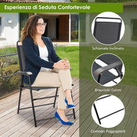 Set di 4 Sedie Pieghevoli da Esterno, Poltrona Portatile con Braccioli e Poggia Piedi, Tessuto Traspirante, Piedini Antiscivolo, per Patio, Giardino