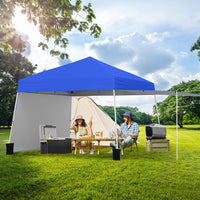 Gazebo Pieghevole 430 x 280 cm, Gazebo da Esterno con Pareti Laterali Convertibili in Tenda da Sole, 8 Picchetti, 4 Corde Antivento, Tendone Impermeabile per Feste (Blu)